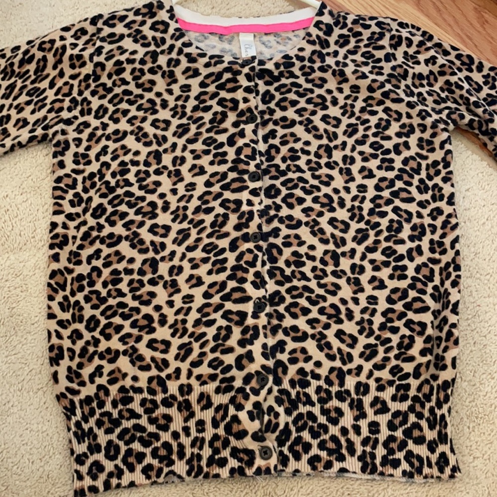 Cherokee Girls Cardigan, Leopard Print, Size XL